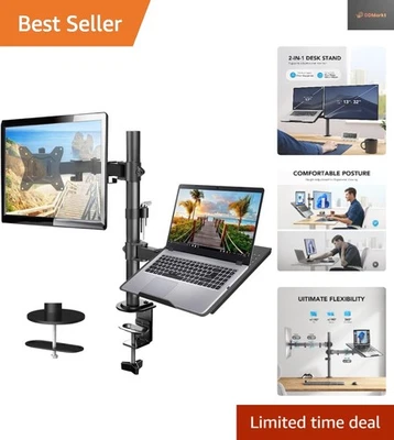 Monitor Halterung mit Laptop Arm, Monitor Laptop Halterung für 13-32 Zoll Bil... - Bild 1 von 4