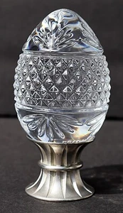 Mint Vintage 1993 AVON Majestic Lead CRYSTAL EGG with Pewter Base Stand - France - Picture 1 of 24