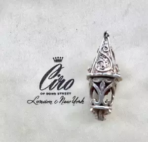 Vintage Sterling Silver Bracelet Charm Lantern Ornate - Picture 1 of 2