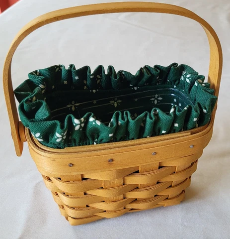 1997 American Cancer Society Longaberger Basket, Green Liner, Protector, Good Cover