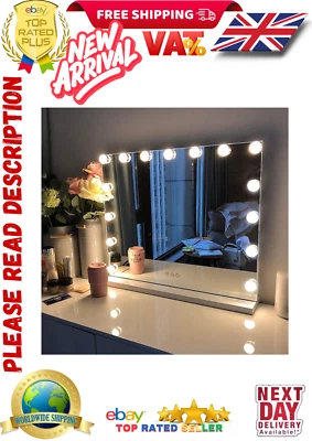 Vanity Makeup Mirror with Lights 15-LED Tabletop Wall Metal usb New Hollywood - Image 1 of 4
