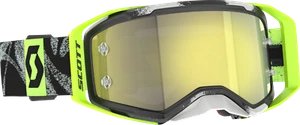 SCOTT PROSPECT 2.0 MX GOGGLES CAVIAR BLACK/NEON YELLOW W/ YELLOW CHROME LENS - Picture 1 of 3