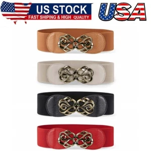 Women Stretchy Belts for Dresses Vintage Elastic Wide Waist Belts 4PCS - Picture 1 of 8