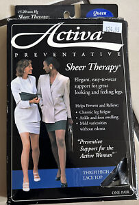Activa Compression Thigh 15-20 mmHg Sheer Therapy Support Stockings Silicone.BLK