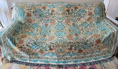 Manual Woodworkers & Weavers Tapestry Throw Sofa Cover Jacobean Floral Boho USA - Image 1 of 4