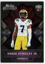 2021 Derek Stingley Jr. Wild Card Alumination NIL Rookie 5 Stripe Blue Foil