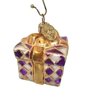 Gift Box Ornament "Pretty Paper" Radko German Glass Rare Retired 96-034 306 - Picture 1 of 18