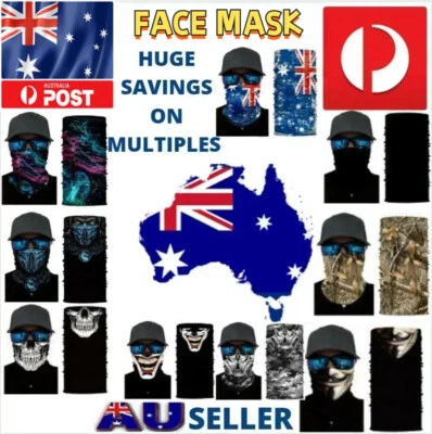 AU BANDANA SKULL FISHING FACE MASK FACE COVER HEAD SCARF BIKER SHIELD NECK SOCK - image 1 of 4