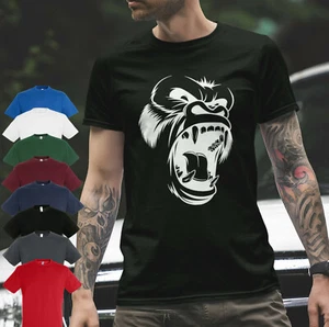 GORILLA ROAR MENS SHORT SLEEVE GYM T SHIRT WORKOUT TRAINING BODYBUILDING GYM-T - Picture 1 of 9