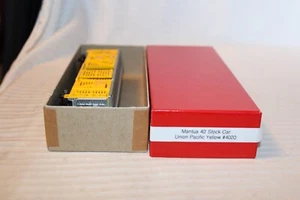 HO Scale Mantua, 40' Stock Car, Union Pacific, Yellow, #4020 Built - Picture 1 of 4