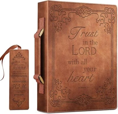 Large Classic Bible Cover PU Leather Carrying Book Case Church Bag - Bronze - image 1 of 4