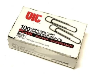 OIC 99915 Non-Skid Giant Gem Clips PC-GN - Box of 100 (2 Available) - Picture 1 of 3