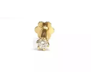 Sparkle 2.6 mm NATURAL Round DIAMOND Nose Pin Stud 18K Yellow Gold E/SI1 Grade - Picture 1 of 9