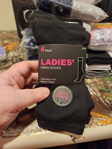 Ladies Supersoft Black Womens Crew Sock - 4 Pack Shoe Size 4-10 - Picture 1 of 1