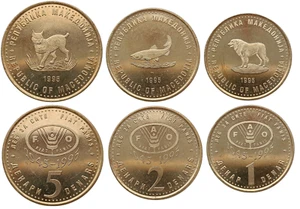 MACEDONIA SET OF 3 COINS 1 - 5 DENARS 1995 FAO Cu-Ni-Zn ANIMALS UNC - Picture 1 of 1