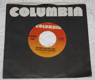 DAVID ALLAN COE - Divers Do It Deeper/Million Dollar Memories (1978 7" 45 Vinyl) - Image 1 of 2