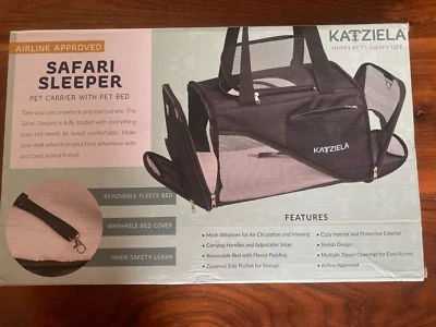 Katziela® Safari Sleeper Pet Carrier - Great for travel (Black) New in box - Image 1 of 3