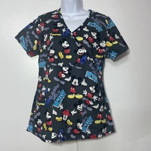 Disney Mickey Mouse V-Neck Scrub Short Sleeves Top Shirt Size Small - Picture 1 of 6