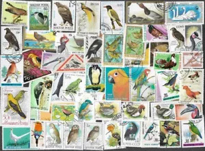 BIRDS ON STAMPS 200 ALL DIFFERENT COLLECTION NATURE - Picture 1 of 1