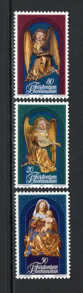 Liechtenstein 1982 CHRISTMAS ANGEL PLAYING LUTE, VIRGIN AND CHILD MNH SC 751-53 - Image 1 of 1