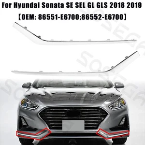 Left & Right For Hyundai Sonata 2018-2019 Front Lower Bumper Trim Chrome Molding - Picture 1 of 10