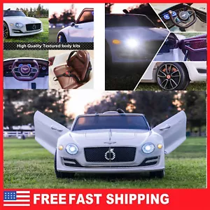 12V Bentley Electric Kids Ride On Toy Car Battery Operated w/ Remote White Gift - Picture 1 of 12