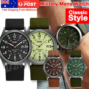 Stylish Mens Date Stainless Steel Military Sports Analog Quartz Army Wrist Watch - Picture 1 of 14