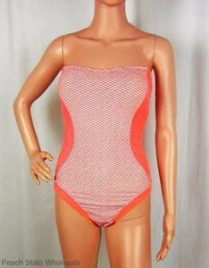 NWT Calvin Klein Bandeau Slimming One-Piece Swimsuit Mandarin Dot $118 Size 6-14 - Picture 1 of 3