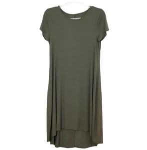 Cupio A-Line T-Shirt Dress High-Low Hem Round Neckline Olive Green Womens S NWT - Picture 1 of 6