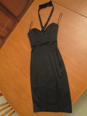 WHEELS & DOLLBABY dress, VTG corset, sweetheart, stretch, black, 2, immac, Aust - image 1 of 4