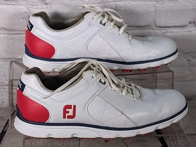 Zapatos de golf FootJoy FJ PRO SL 8,5 M blancos rojos sin clavos 53243 Foto 1 de 4