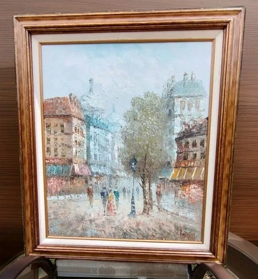 Vintage Caroline Burnett Signed Original Paris Oil Painting 25”x29" - Image 1 of 4
