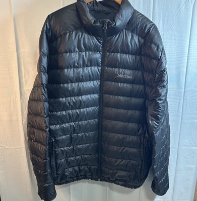 Marmot Lightweight Men's Down Jacket 700 Fill Size XXL Black Duck Puffer Coat  - Image 1 of 4