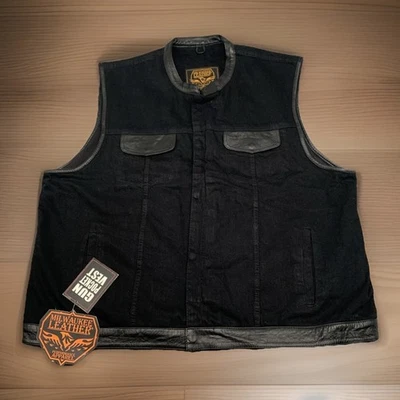 Milwaukee Leather Denim Zip Snap Up Gun Pocket Vest Black - Men's 6XL -SHARP NEW - Image 1 of 4