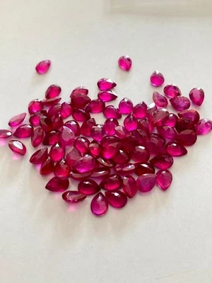 Natural Ruby Pear Cut 6×4 mm Lot 10 Pcs Calibrated Loose Gemstones GF - Image 1 of 3