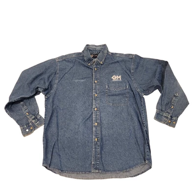 Blue Generation Denim Shirt Men’s L Button Up Embroidered GM Fabricators - Image 1 of 4