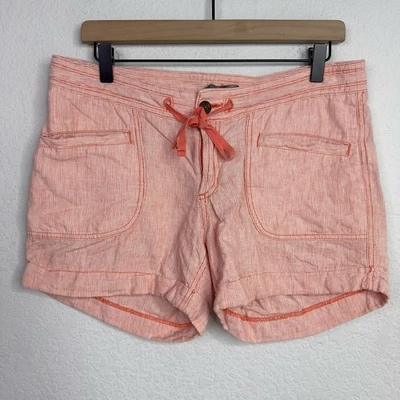 Pantalones Cortos The North Face Mujer 8 Naranja Blanco Rayas Mezcla de Lino Aire Libre Senderismo Foto 1 de 4