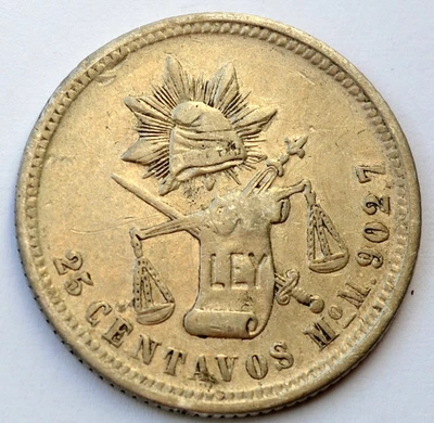 Mexico 25 Centavos 1877 Mo M - Image 1 of 2