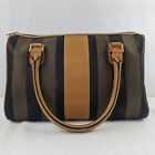 Vintage Fendi Penguin Stripe Hand Bag Purse Leather Italy With Dust Cover 