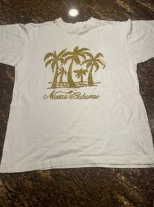 Vintage Coco Walk Nassau Bahamas Gold Palm Tree T Shirt XL Souvenir - Picture 1 of 13