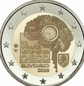 Slovacchia 🇸🇰 Moneta 2€ Euro 2020 Comm. Acessione all'OCDE OEDC Sviluppo Europa - Foto 1 di 3