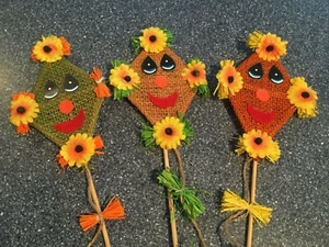 3er Set: Pflanzenstecker Deko-Blumentopfstecker "Drachen" Herbstdeko, Handarbeit - Bild 1 von 5