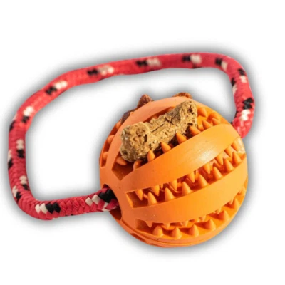 Dispensador de golosinas de cuerda de bola de juguete para perros entrenamiento masticar interactivo al aire libre duradero Foto 1 de 4