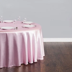 Paquetes de 15 mantel redondo de satén de 132" pulgadas mesa de boda 25 colores 6' pies venta en ee. uu. - Imagen 1 de 24