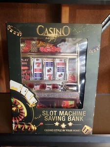 Casino Night Slot Machine Coin Savings Bank Brand New Flashing Lights 12" Tall - Picture 1 of 3