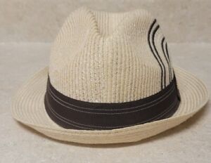 Kangol ashton braid player trilby hat 100% sisal Straw fedora brim cap Size Med