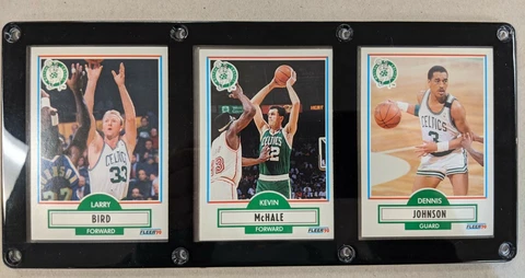 BOSTON CELTICS 3 CARD PLAQUE LARRY BIRD KEVIN MCHALE DENNIS JOHNSON Cover