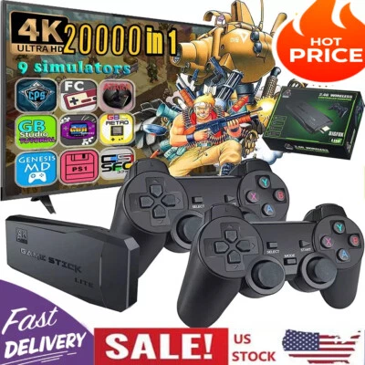 4K HDMI TV Game Stick Built-in 64GB 20000+ Video Games Console Wireless Gamepad - Image 1 of 4