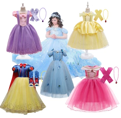 CHARACTER Quality Girls Princess Kids Party Cosplay Costume Fancy Dress+Accessories Set