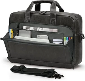 Laptop Bag Leather Briefcase Vintage Messenger Bag for 16" Laptops Large Retro - Picture 1 of 15